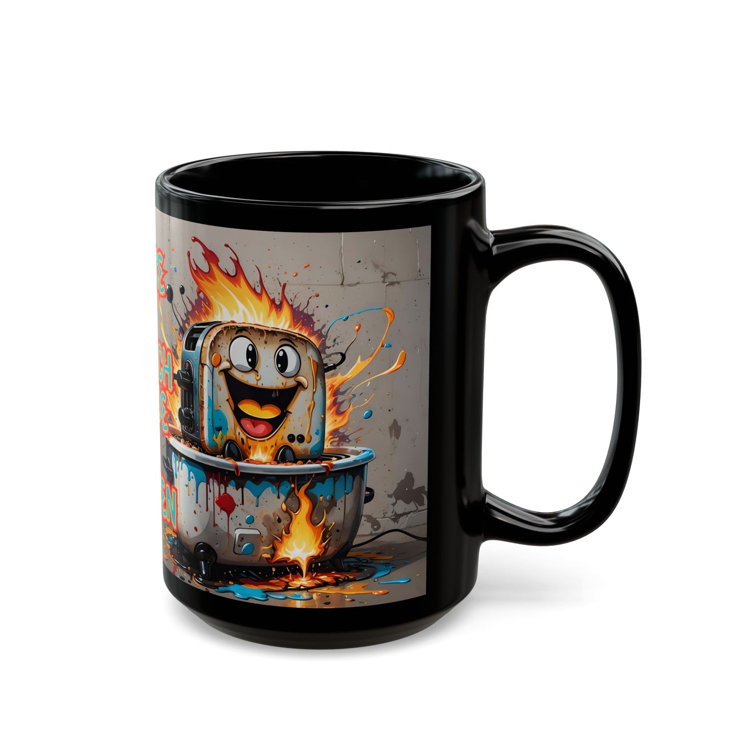 Humorous Toaster On Fire Ceramic Mug: Funny Coffee Cup Gift