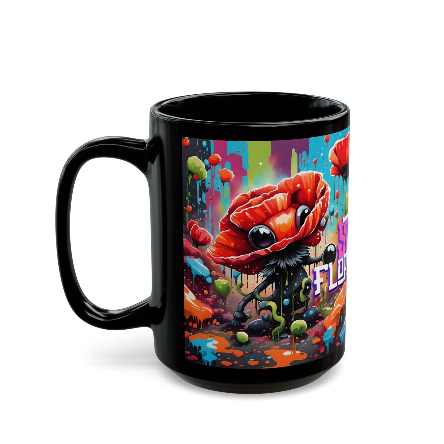 Poppy Flower Ceramic Mug: Whimsical Botanical Coffee Cup