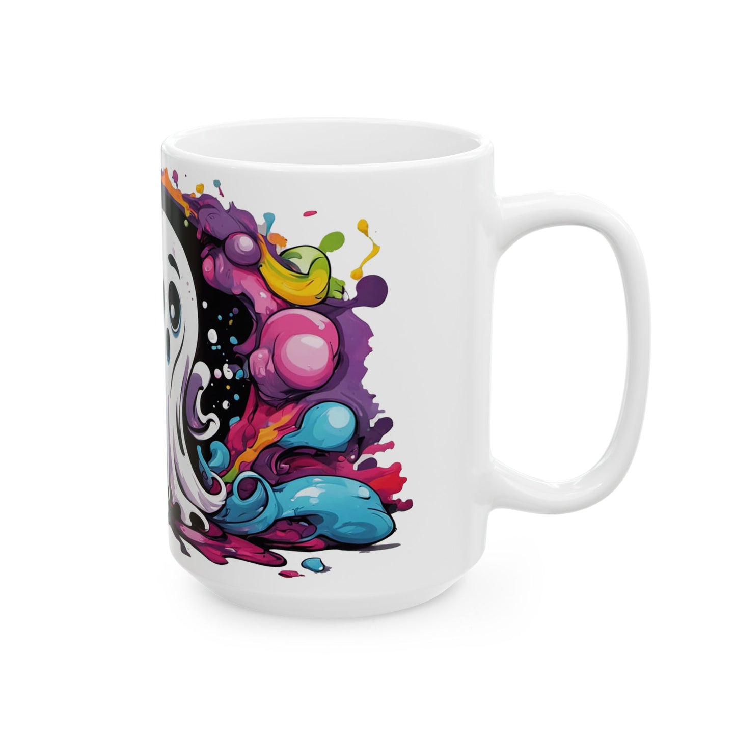 Cute Ghost Coffee Mug - Psychedelic Halloween Drinkware in 11oz & 15oz