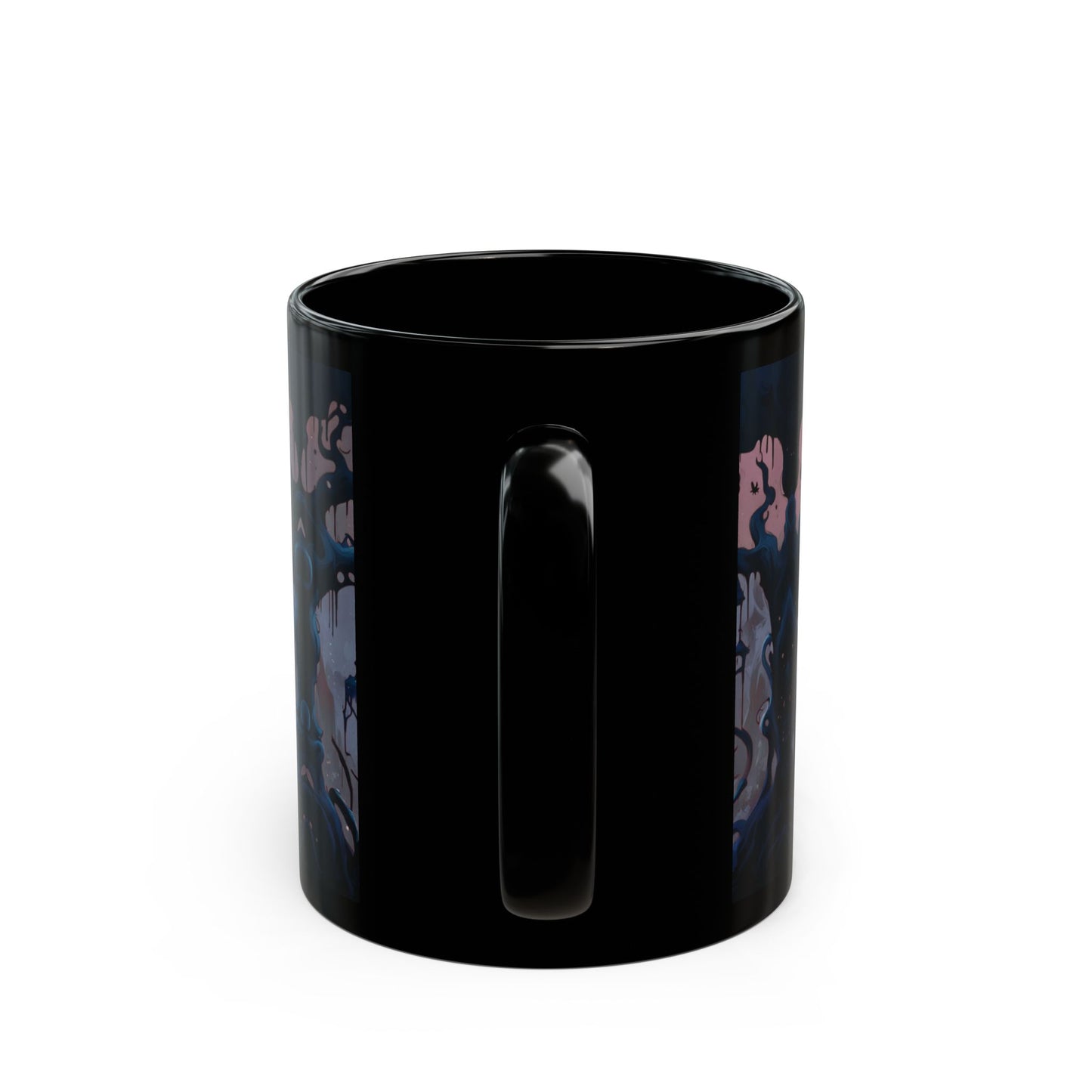 Gothic Haunted House Mug: Spooky Black Cat Halloween Coffee Cup