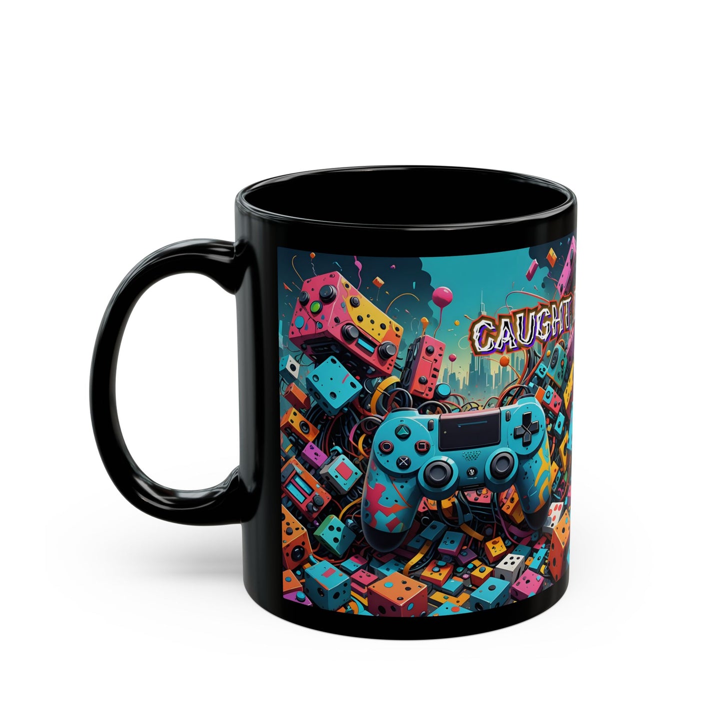 Gamer's Black Coffee Mug: Caught in the Game Design