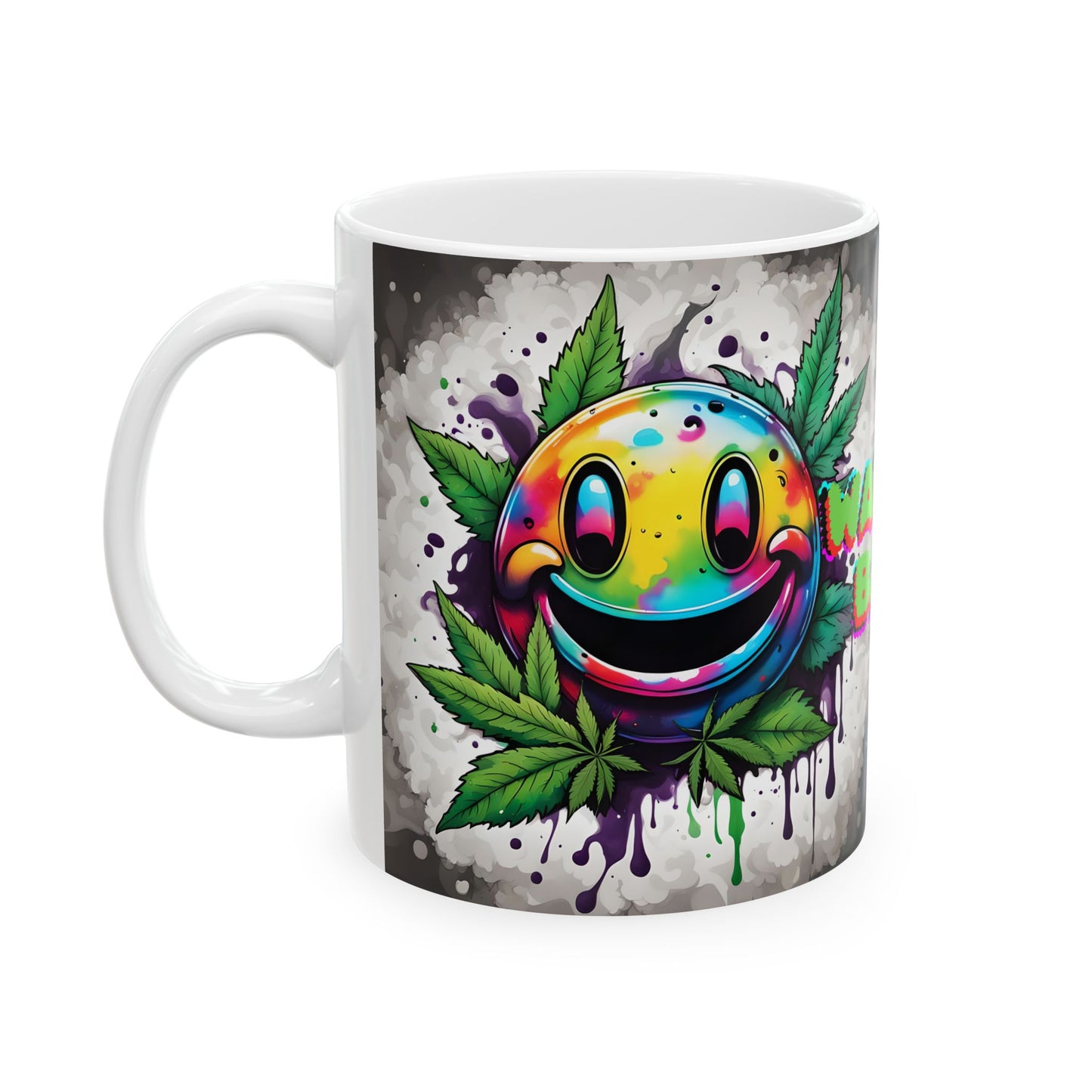 Wake N' Bake Psychedelic Mug | Colorful Cannabis Design | White Ceramic Coffee Cup 11oz/15oz