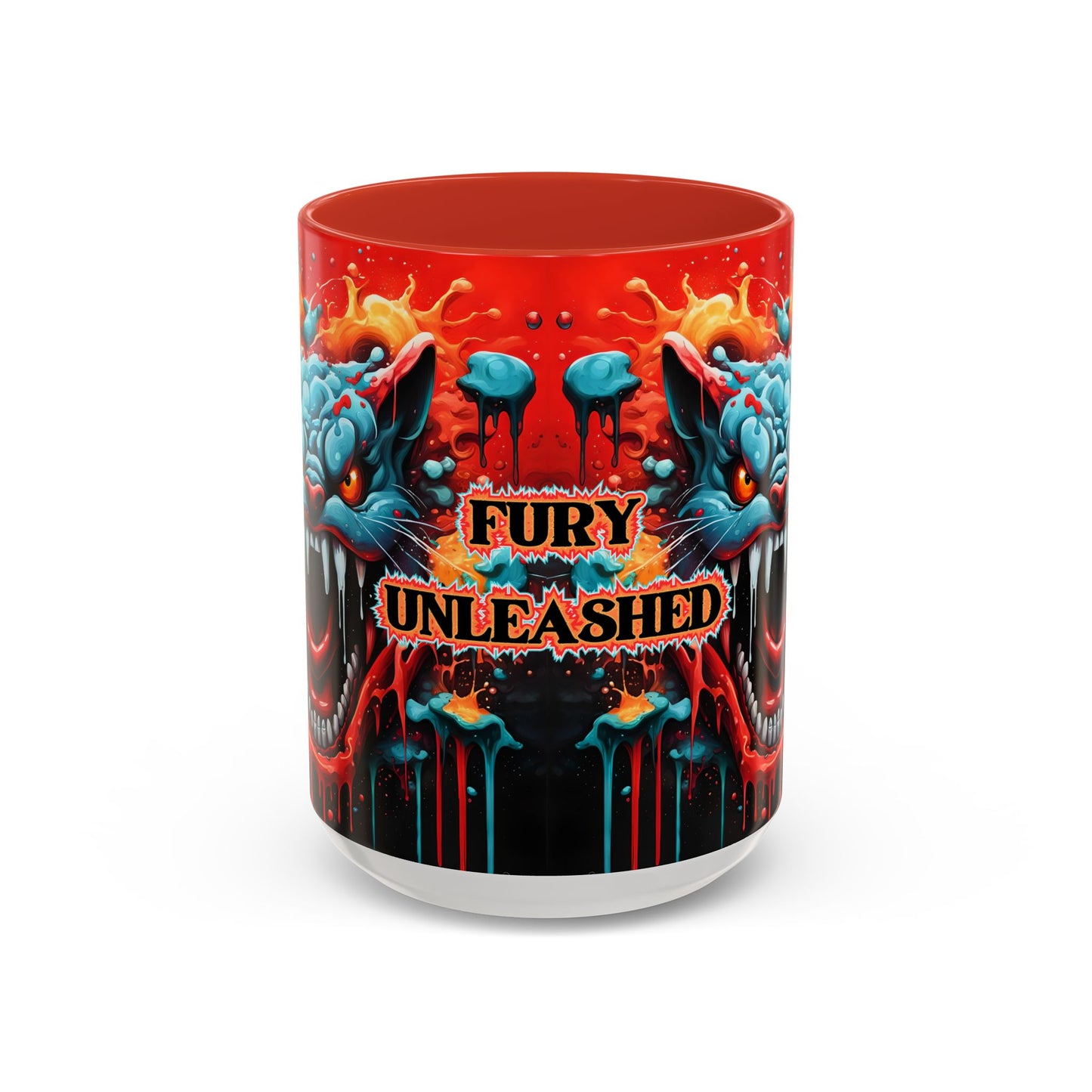 Psychedelic Cat Mug: Vibrant Fierce Feline Art Coffee Cup