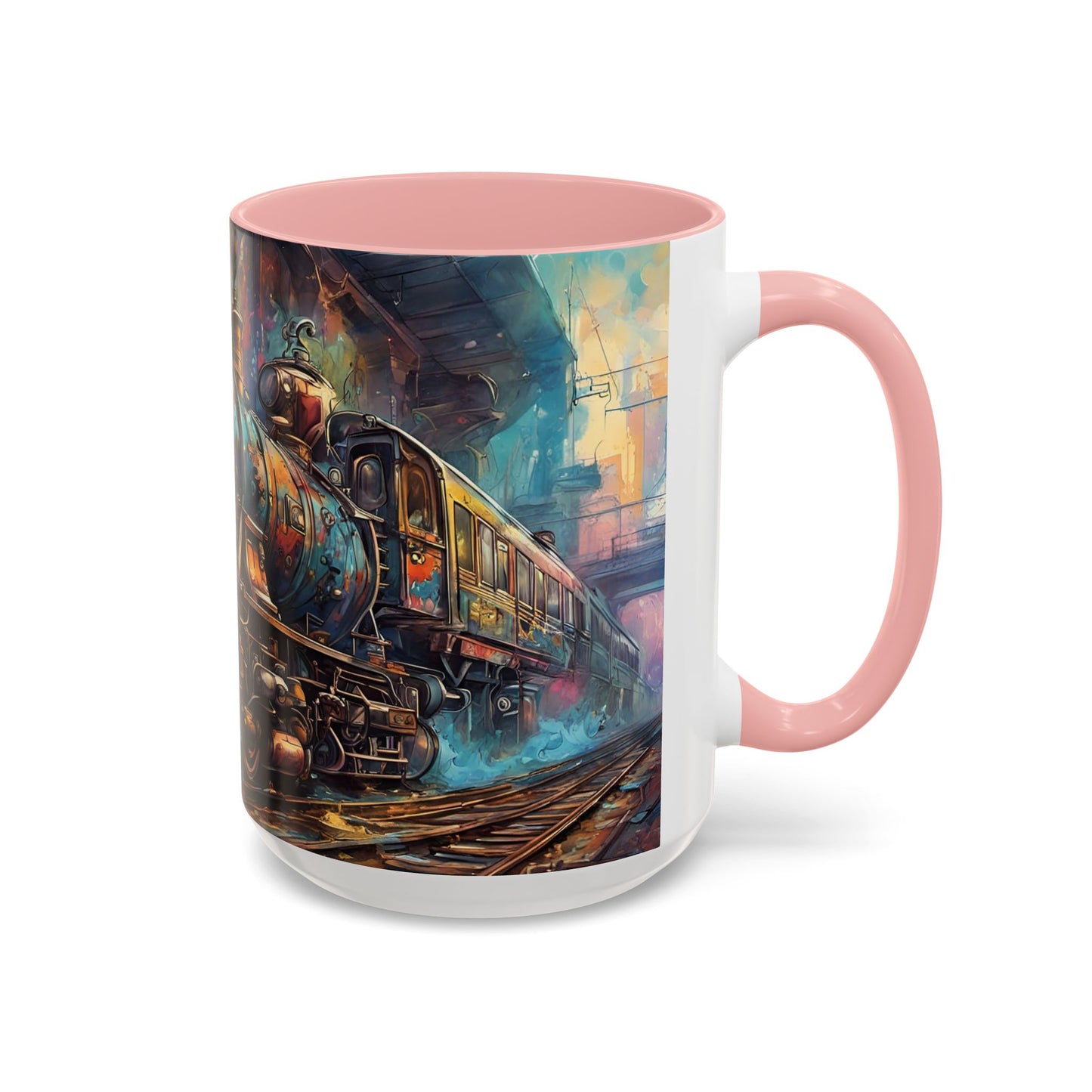 Steampunk Train Coffee Mug | Ceramic Railway Accent MUG | Train Lover Gift | Railway Accent Design | Coffee Cup Gift | Retro Style MUG