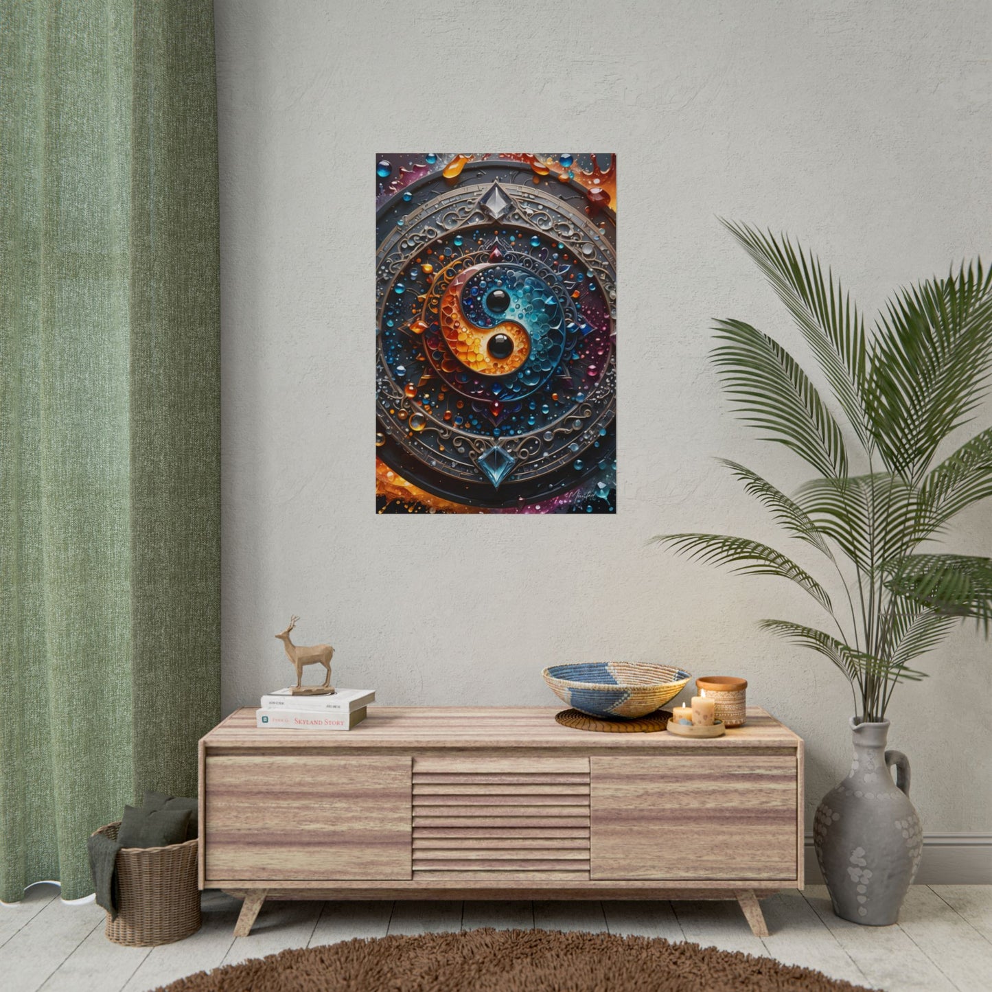 Yin Yang Artistic Poster – Psychedelic Balance Symbol Wall Print