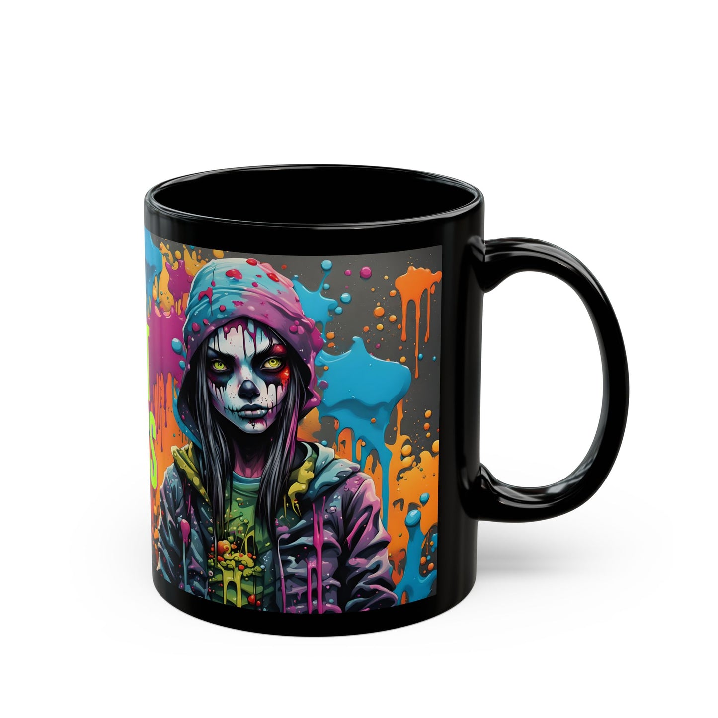 Punk Style Hot Mess Mug | Splash Art Living Dead Girl | Unique Ceramic Coffee Cup