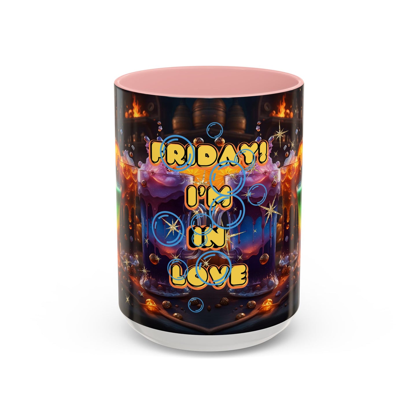 Two Tone Accent Friday Vibes Mugs | Colorful and Fun Coffee Cups