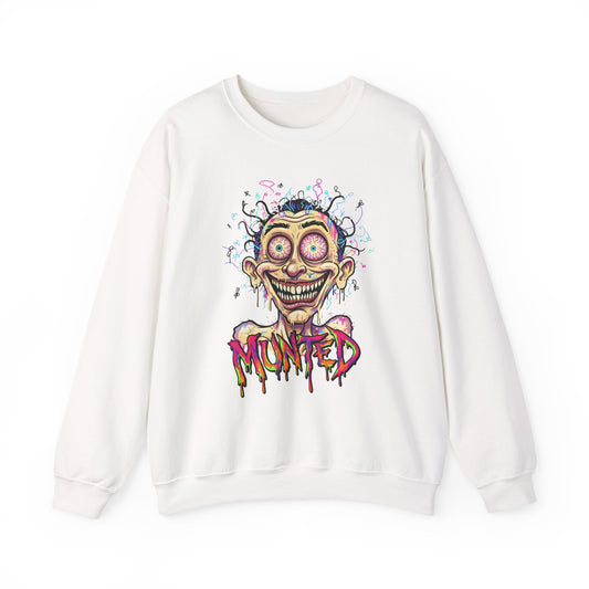 Munted Face Sweatshirt — Trippy Graphic Pullover for Weird Art Lovers