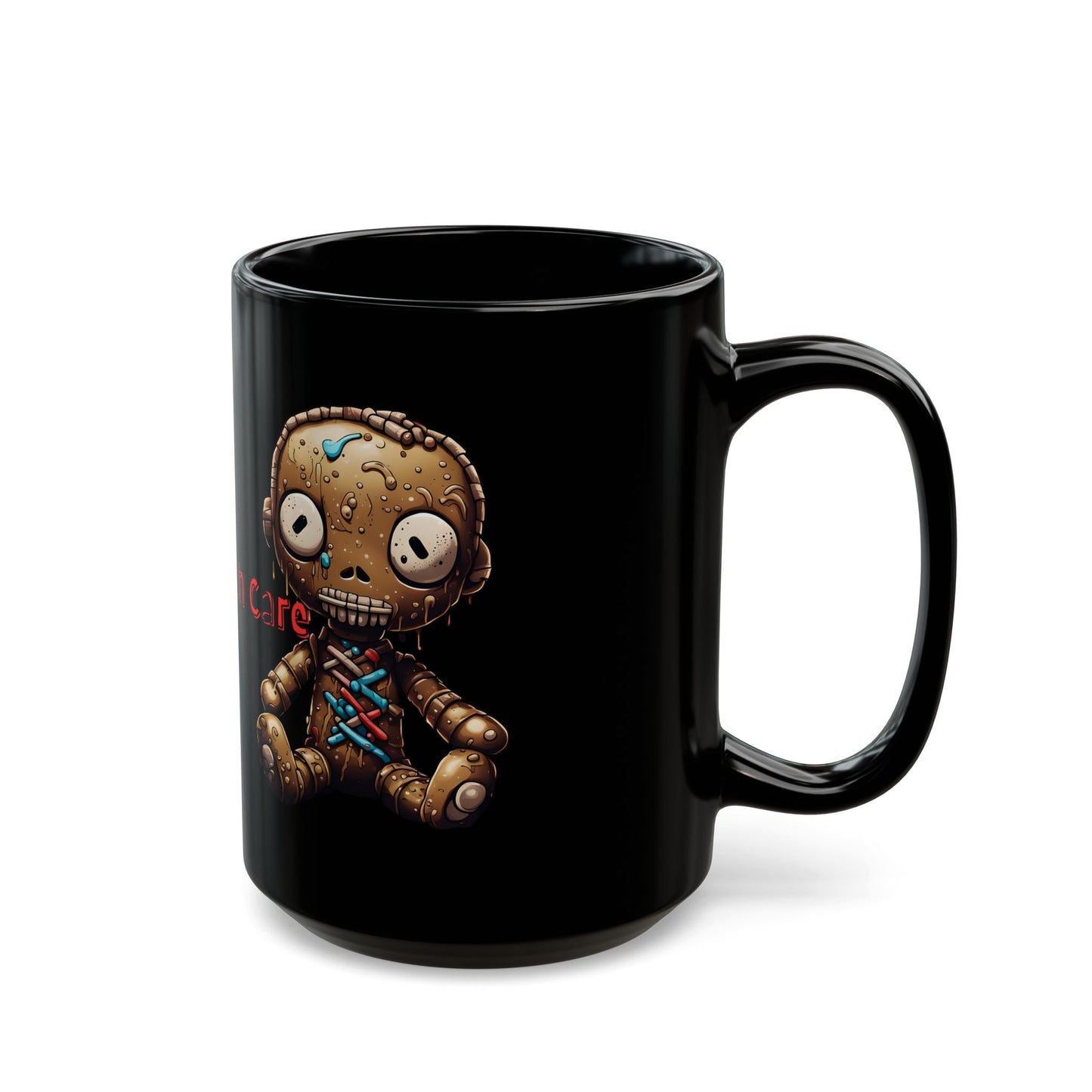 Voodoo Doll Ceramic Mug - Handle With Care | Unique Spooky Coffee Cup Gift for Art Lovers & Halloween Decor