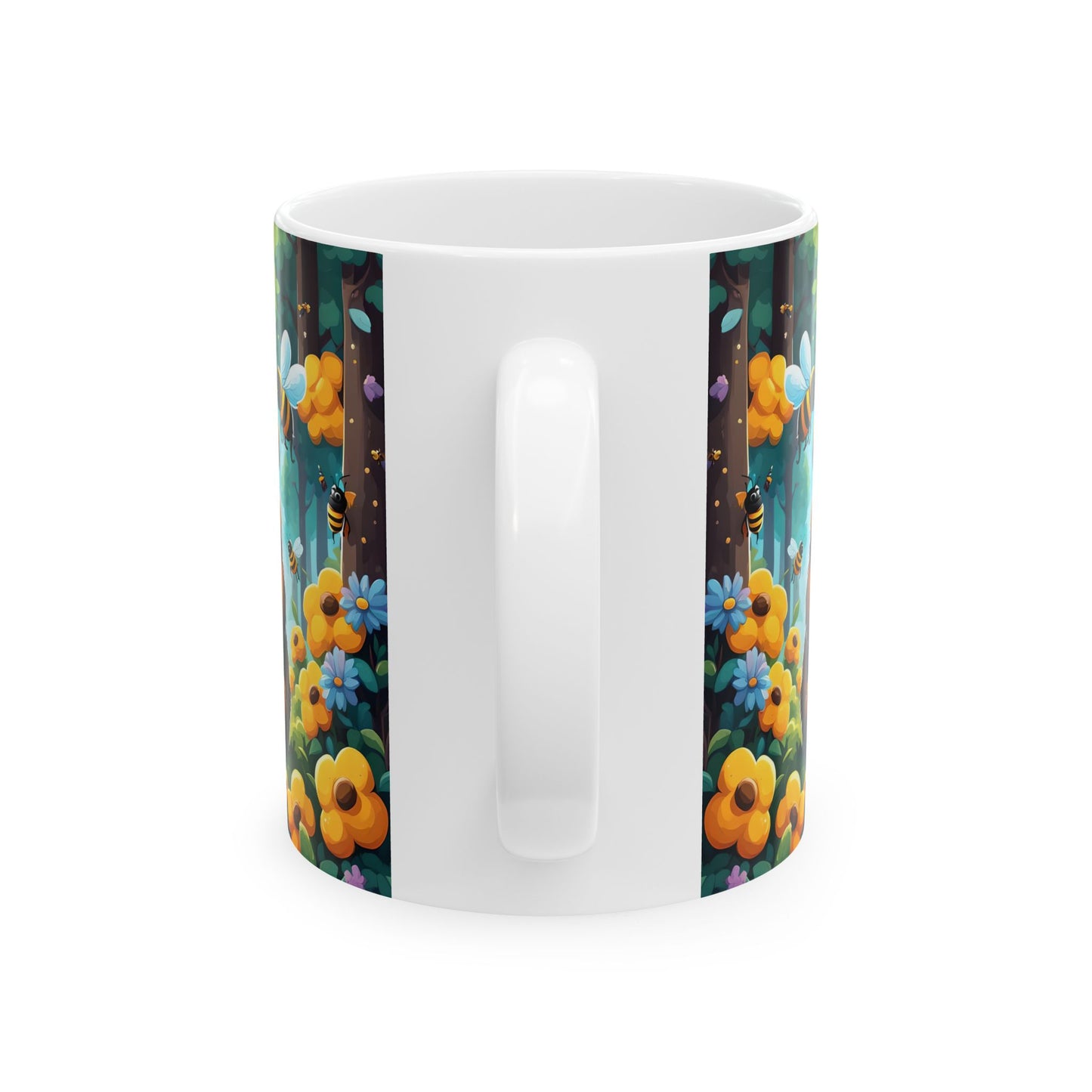 Bear-ly Buzzed Bee Mug | Funny Bear Ceramic Coffee Cup | Whimsical Gift for Bee Lovers