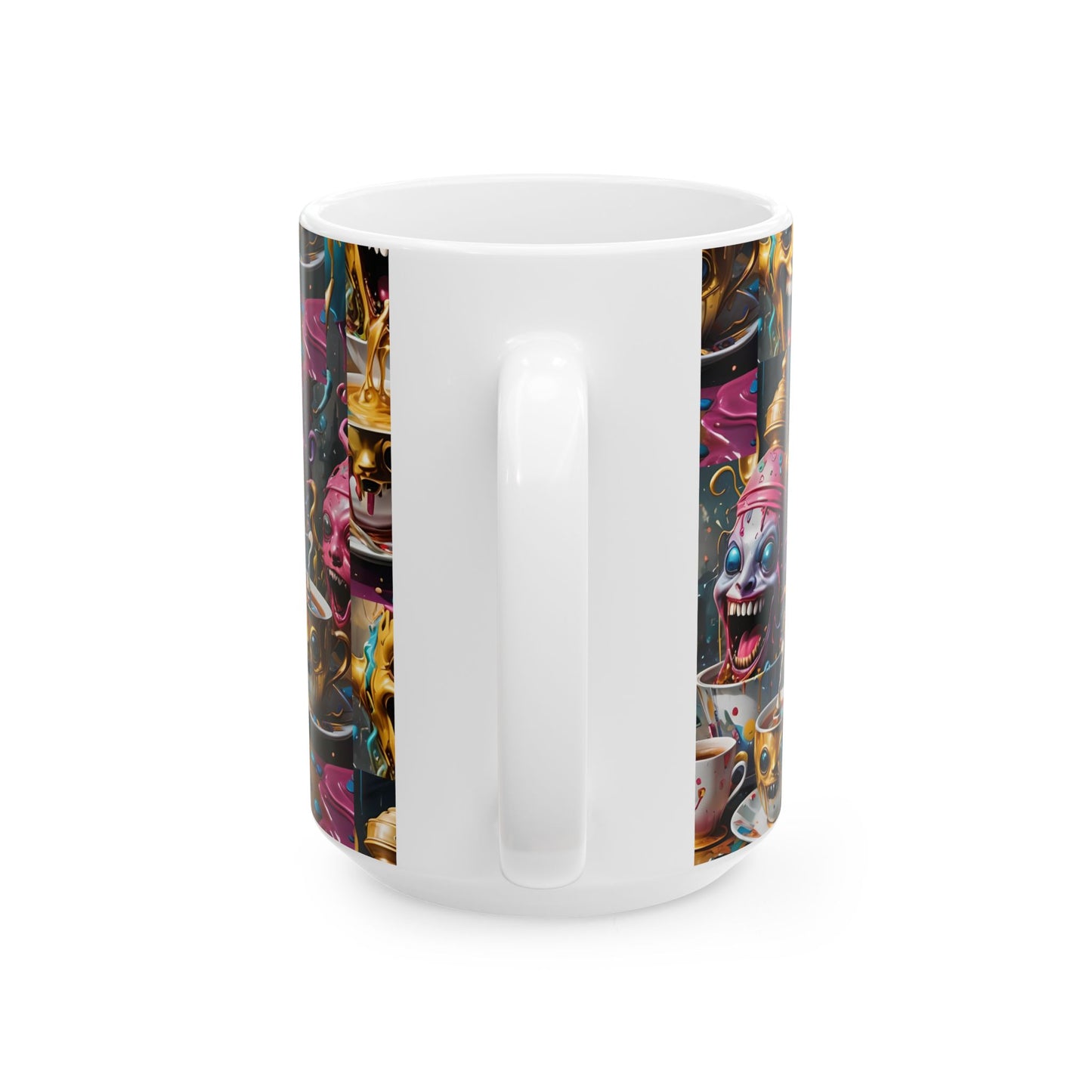 Whimsical Monster Mug - Creepy Clown Design, Gift for Horror Fans, Unique Kitchen Decor, Halloween Coffee Cup, Collectible Drinkware