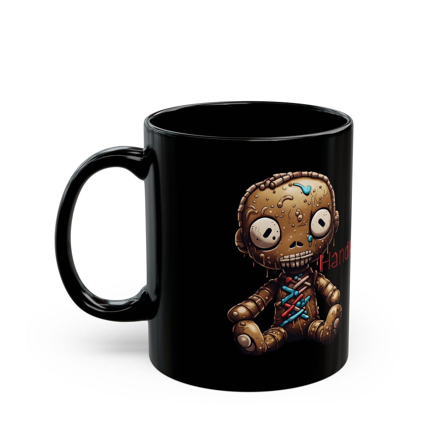 Voodoo Doll Ceramic Mug - Handle With Care | Unique Spooky Coffee Cup Gift for Art Lovers & Halloween Decor