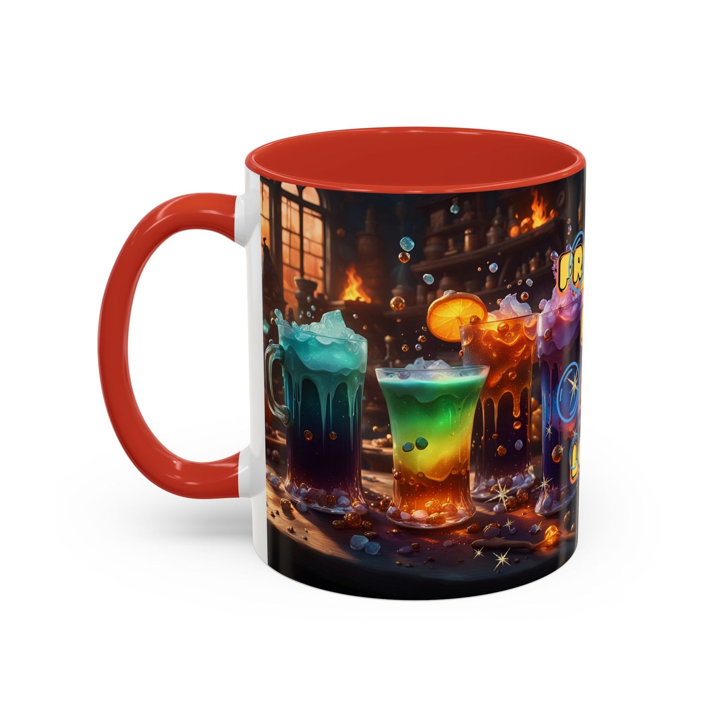 Two Tone Accent Friday Vibes Mugs | Colorful and Fun Coffee Cups