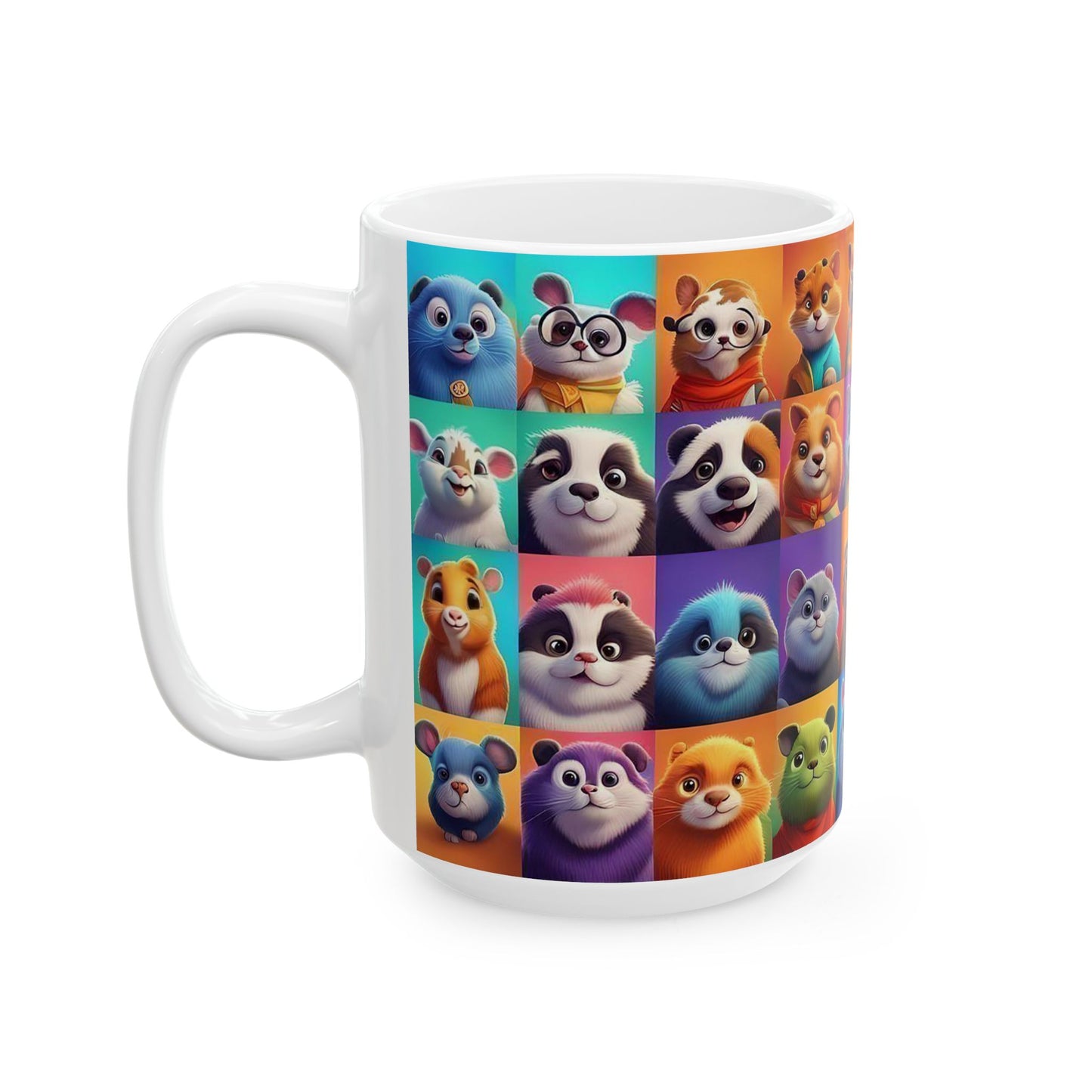 Vibrant NFT Animal Collage Coffee Mug | Cute and Colorful Animal Characters | Perfect Gift for Animal Lovers