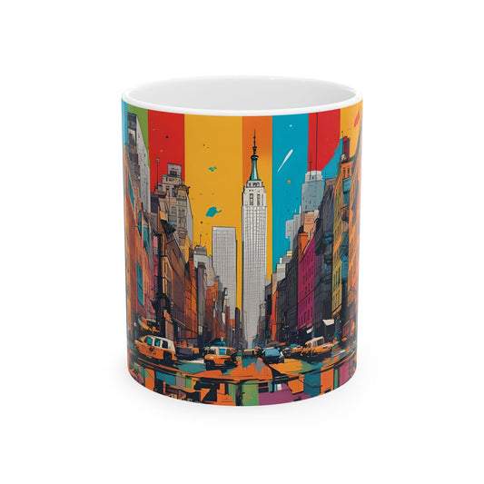 NYC Graffiti Art Coffee Mug: Vibrant Pop Art Ceramic Cup