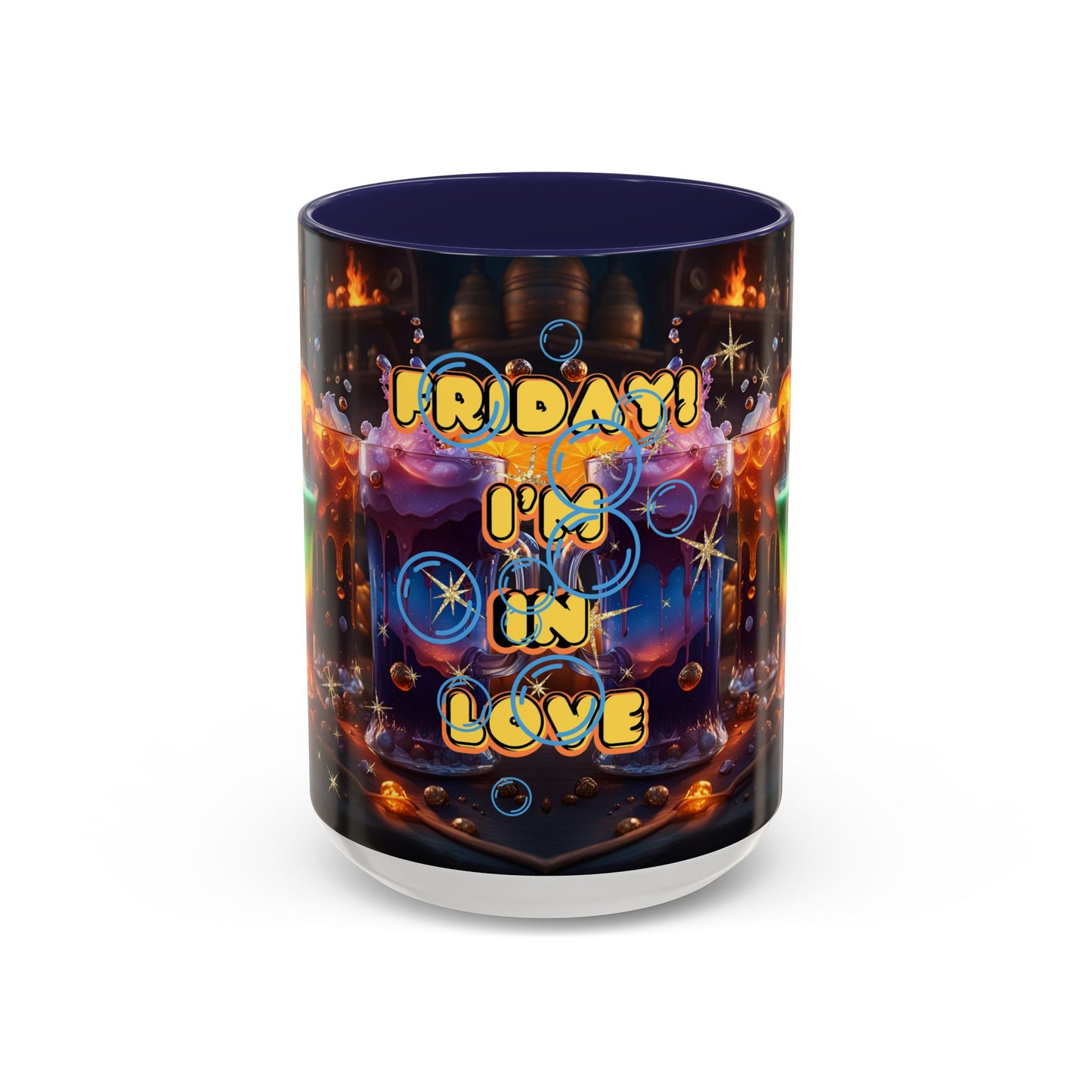 Two Tone Accent Friday Vibes Mugs | Colorful and Fun Coffee Cups