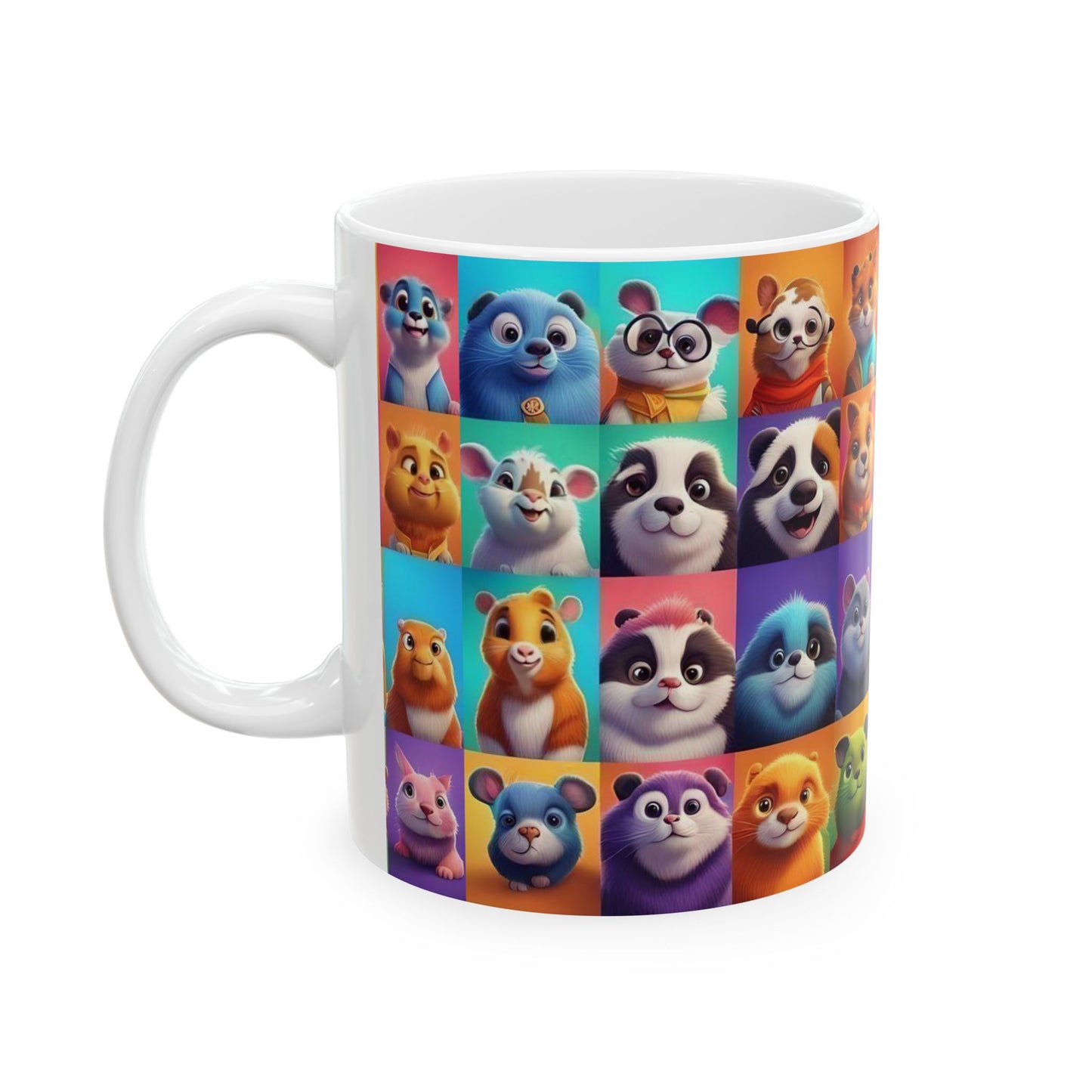 Vibrant NFT Animal Collage Coffee Mug | Cute and Colorful Animal Characters | Perfect Gift for Animal Lovers