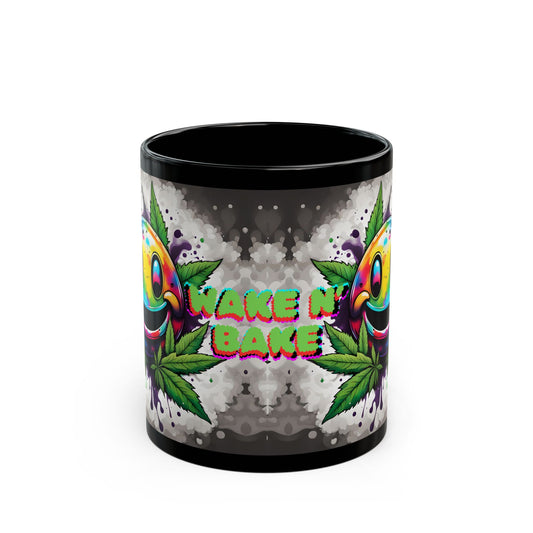 Wake N' Bake Mug | Psychedelic Smiley Design | Unique Gift | Colorful Coffee Cup | Fun Art Mug | Vibrant Cannabis Tea Cup