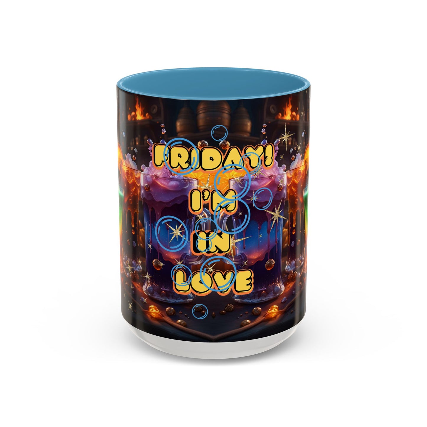 Two Tone Accent Friday Vibes Mugs | Colorful and Fun Coffee Cups