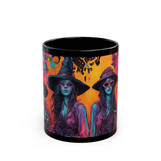 Psychedelic Horror Witch Mug | Colorful Sisters Coffee Cup | Gift for Occult Collectors