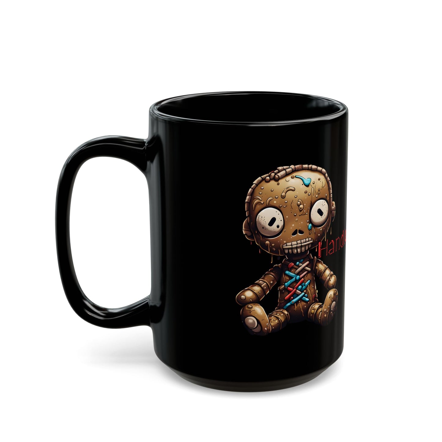 Voodoo Doll Ceramic Mug - Handle With Care | Unique Spooky Coffee Cup Gift for Art Lovers & Halloween Decor
