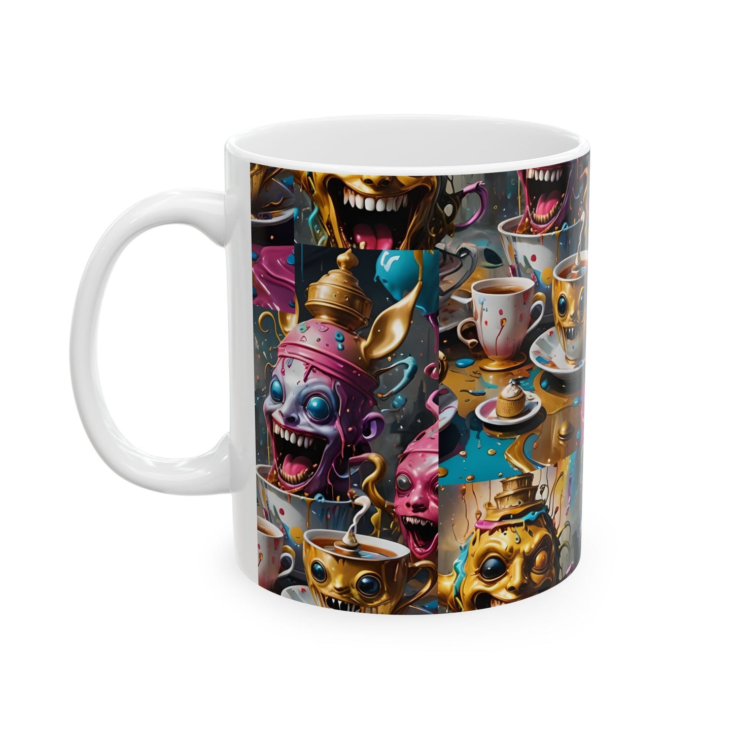 Whimsical Monster Mug - Creepy Clown Design, Gift for Horror Fans, Unique Kitchen Decor, Halloween Coffee Cup, Collectible Drinkware