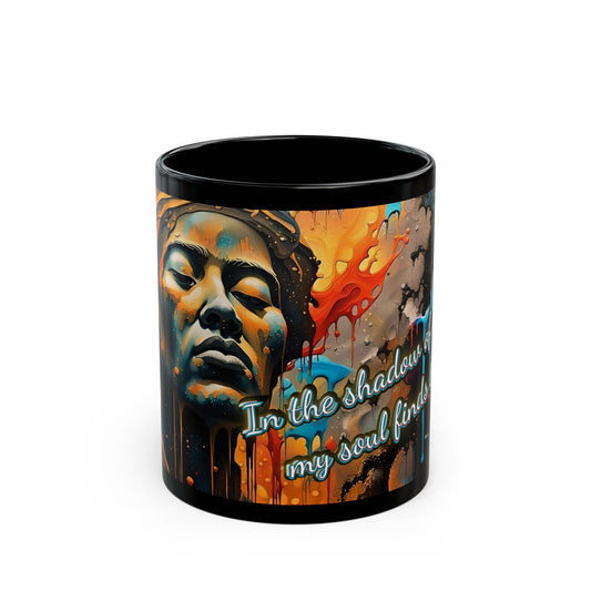 Inspirational Black Mug: "My Soul Finds the Light" - Motivational Coffee Cup