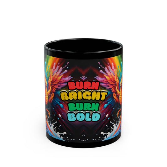 Fiery Phoenix Coffee Mug: Burn Bright, Burn Bold - Colorful Inspirational Motivational Drinkware Gift