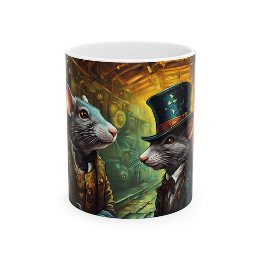 Steampunk Rat Ceramic Mug, Whimsical Coffee Cup for Animal Lovers, Unique Gift for Birthdays, Home Decor, Tea Lovers - Remy & Basil