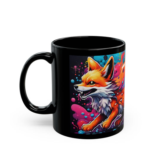 Neon Fox Coffee Mug – Psychedelic Animal Design, 11oz & 15oz Ceramic Cup
