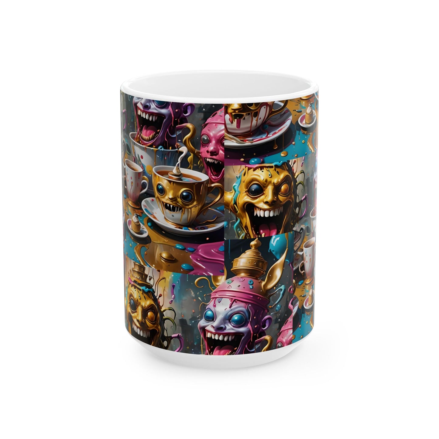 Whimsical Monster Mug - Creepy Clown Design, Gift for Horror Fans, Unique Kitchen Decor, Halloween Coffee Cup, Collectible Drinkware