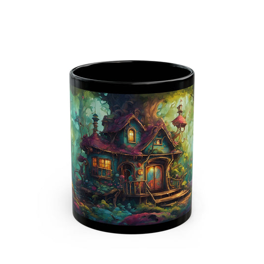 Enchanted Forest Cottage Mug: Whimsical Coffee Cup with Hidden Message