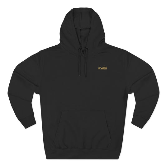 Trap or Cap Skull Crown Hoodie  Bold Urban Streetwear Three-Panel Fleece Hoodie