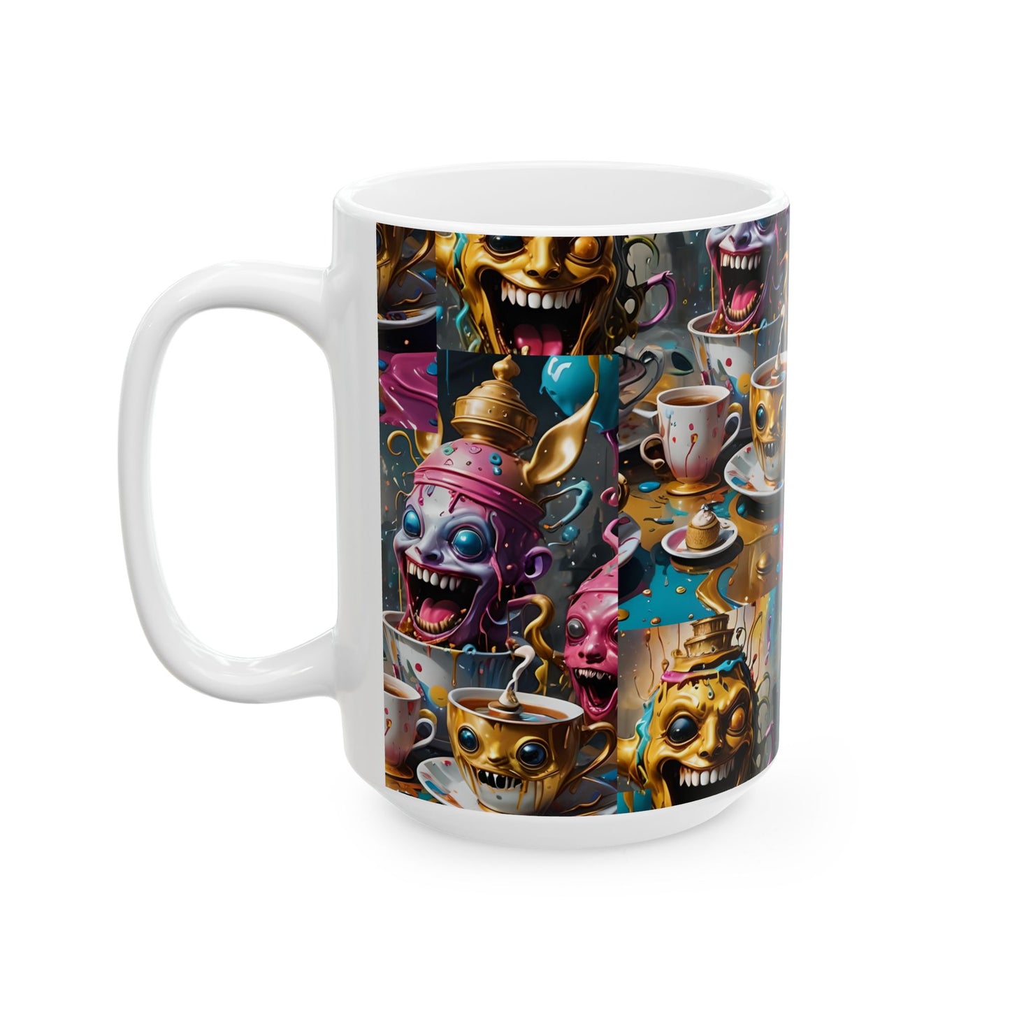 Whimsical Monster Mug - Creepy Clown Design, Gift for Horror Fans, Unique Kitchen Decor, Halloween Coffee Cup, Collectible Drinkware