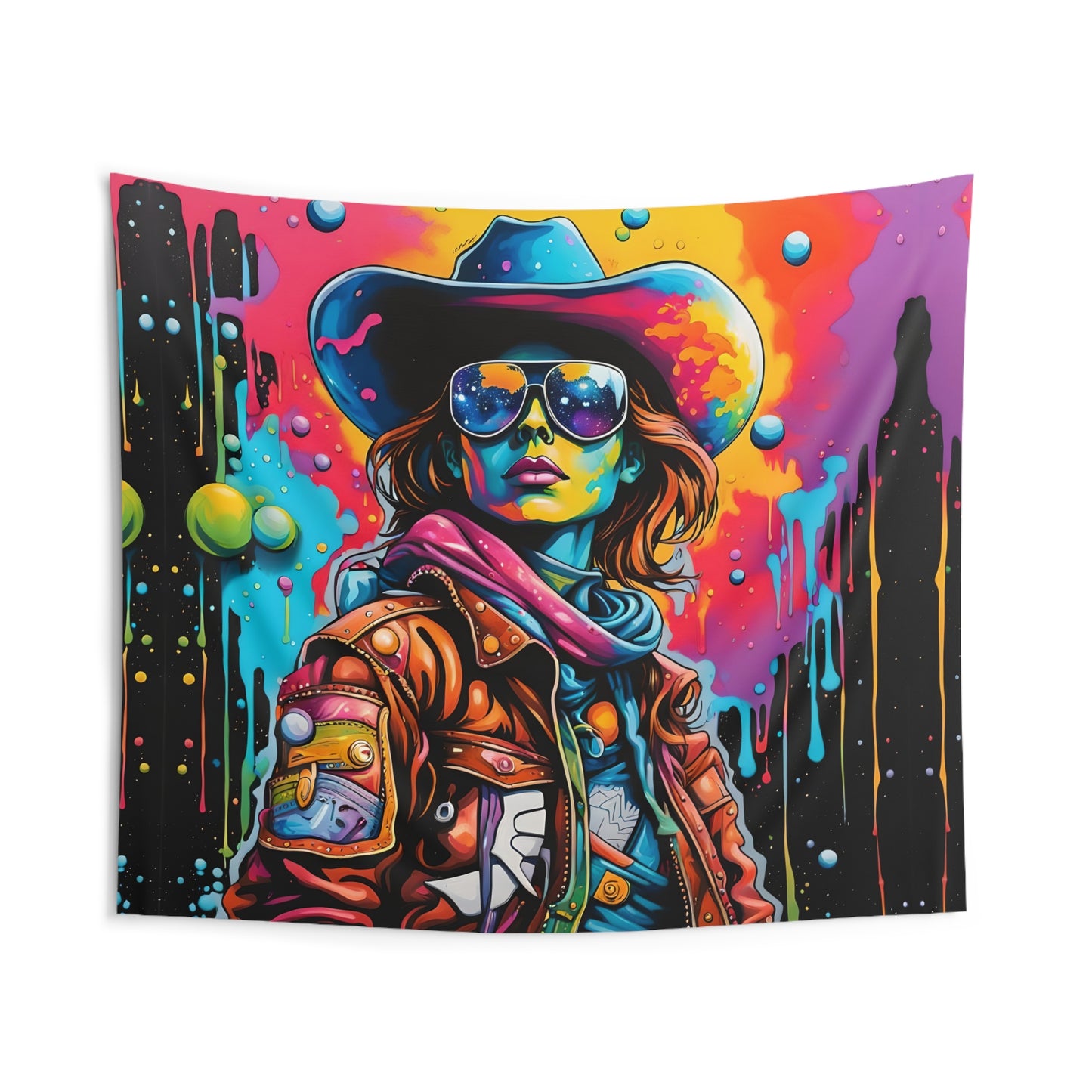 Space Cowgirl Wall Tapestry – Psychedelic Cosmic Western Room Decor
