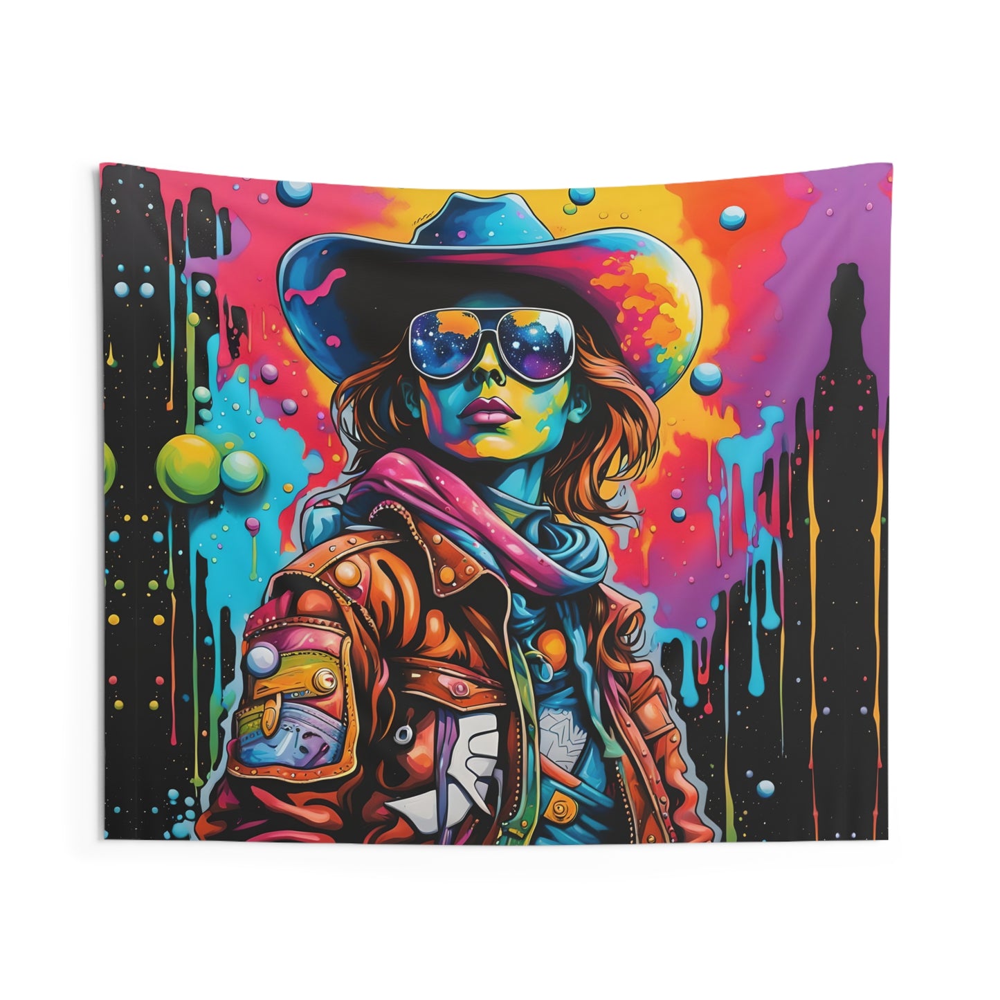 Space Cowgirl Wall Tapestry – Psychedelic Cosmic Western Room Decor