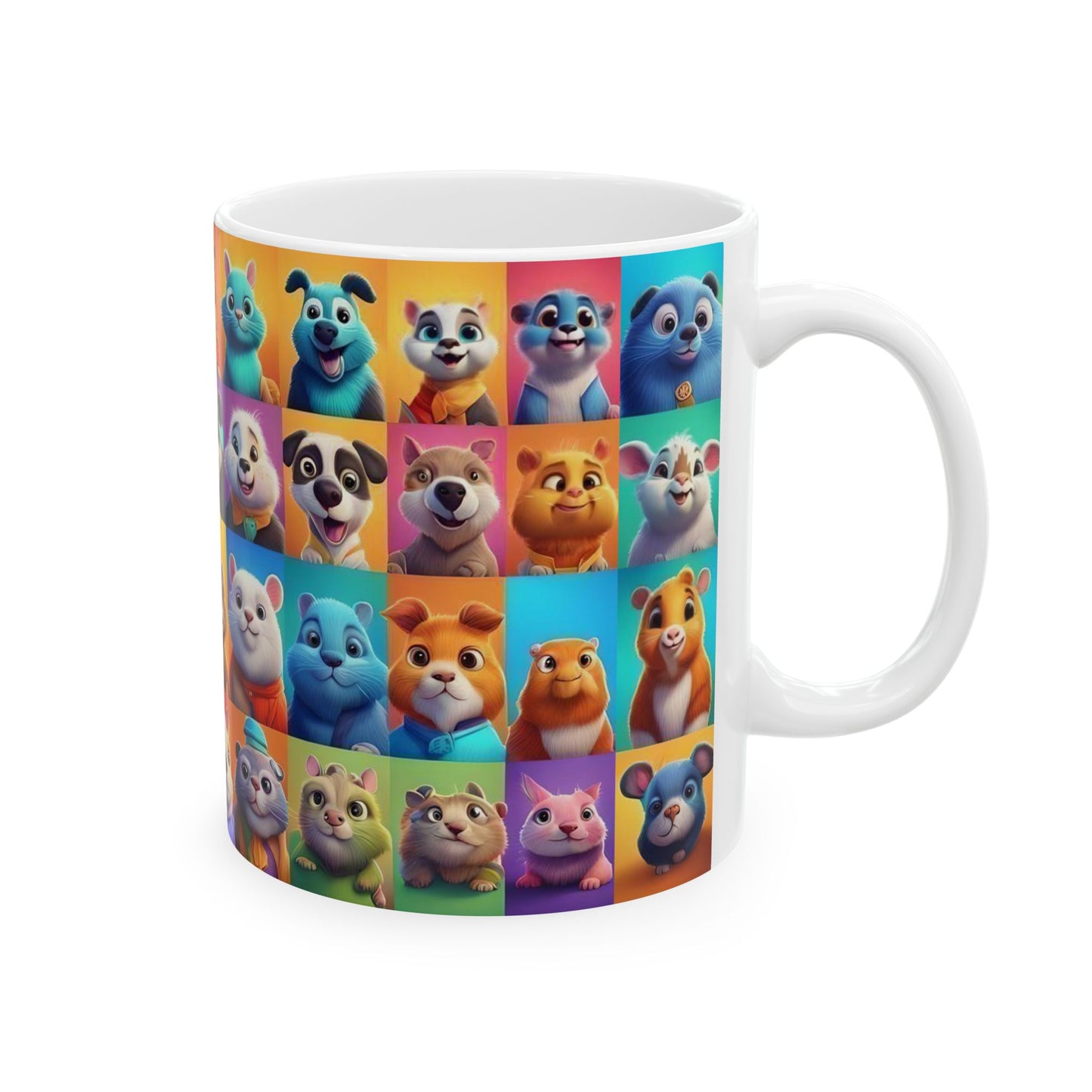 Vibrant NFT Animal Collage Coffee Mug | Cute and Colorful Animal Characters | Perfect Gift for Animal Lovers