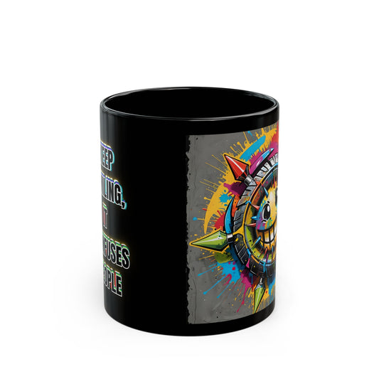 Keep Smiling Mug: Colorful Spiky Gear Art Coffee Cup