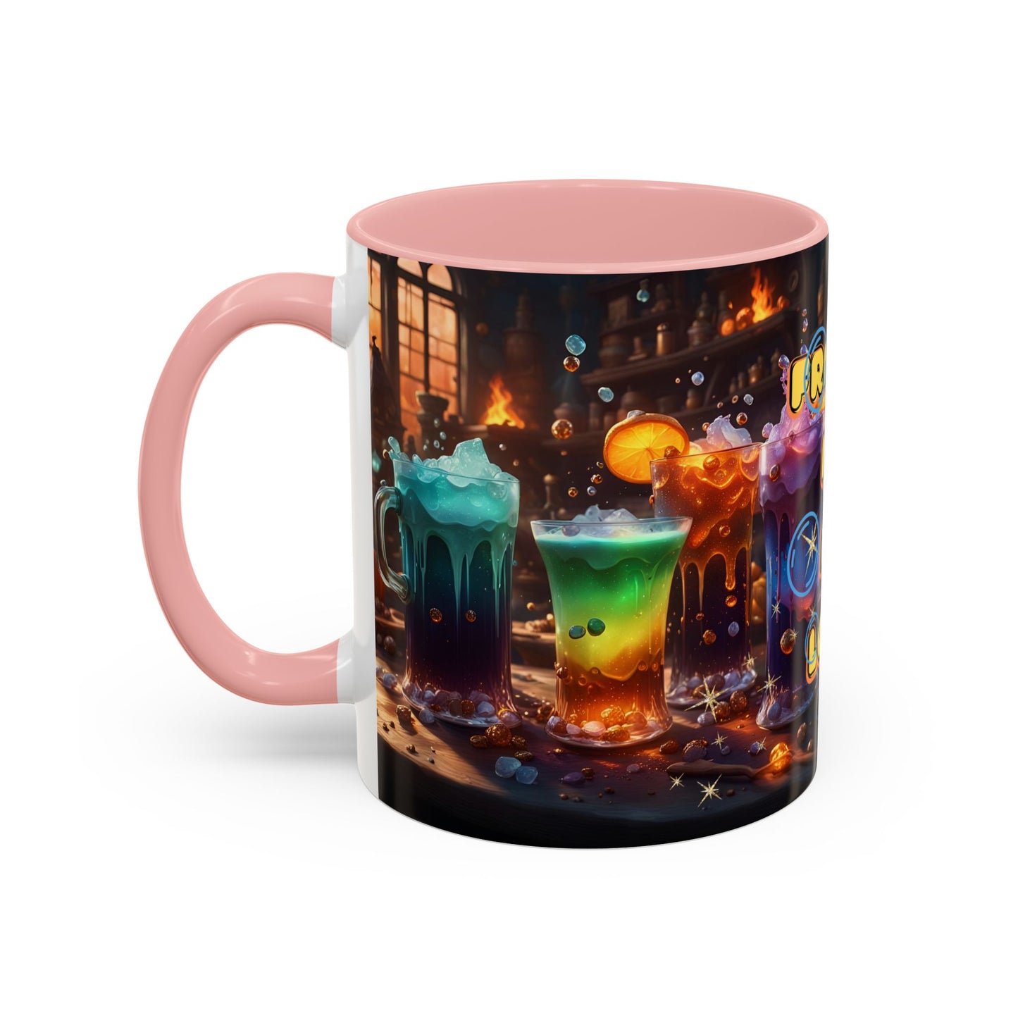 Two Tone Accent Friday Vibes Mugs | Colorful and Fun Coffee Cups