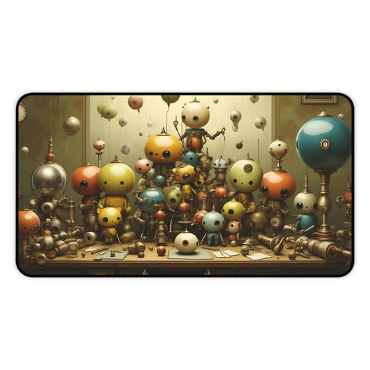 Whimsical Robot Desk Mat - Playful Office Decor, Gift for Gamers, Home Office Accessories, Fun Desk Pads, Unique Mouse Pad