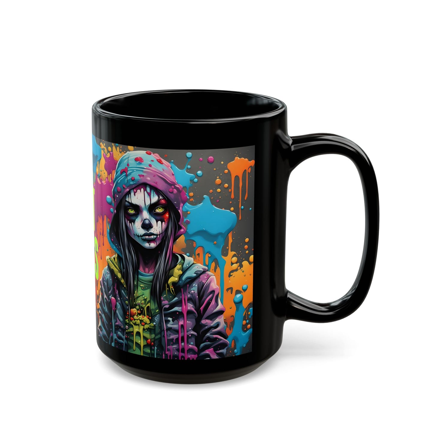 Punk Style Hot Mess Mug | Splash Art Living Dead Girl | Unique Ceramic Coffee Cup