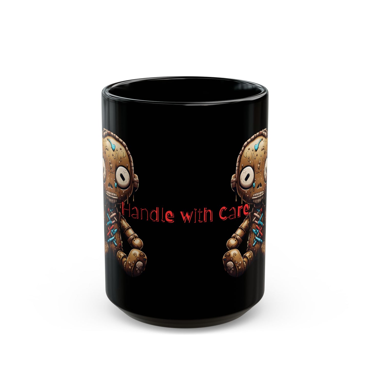 Voodoo Doll Ceramic Mug - Handle With Care | Unique Spooky Coffee Cup Gift for Art Lovers & Halloween Decor