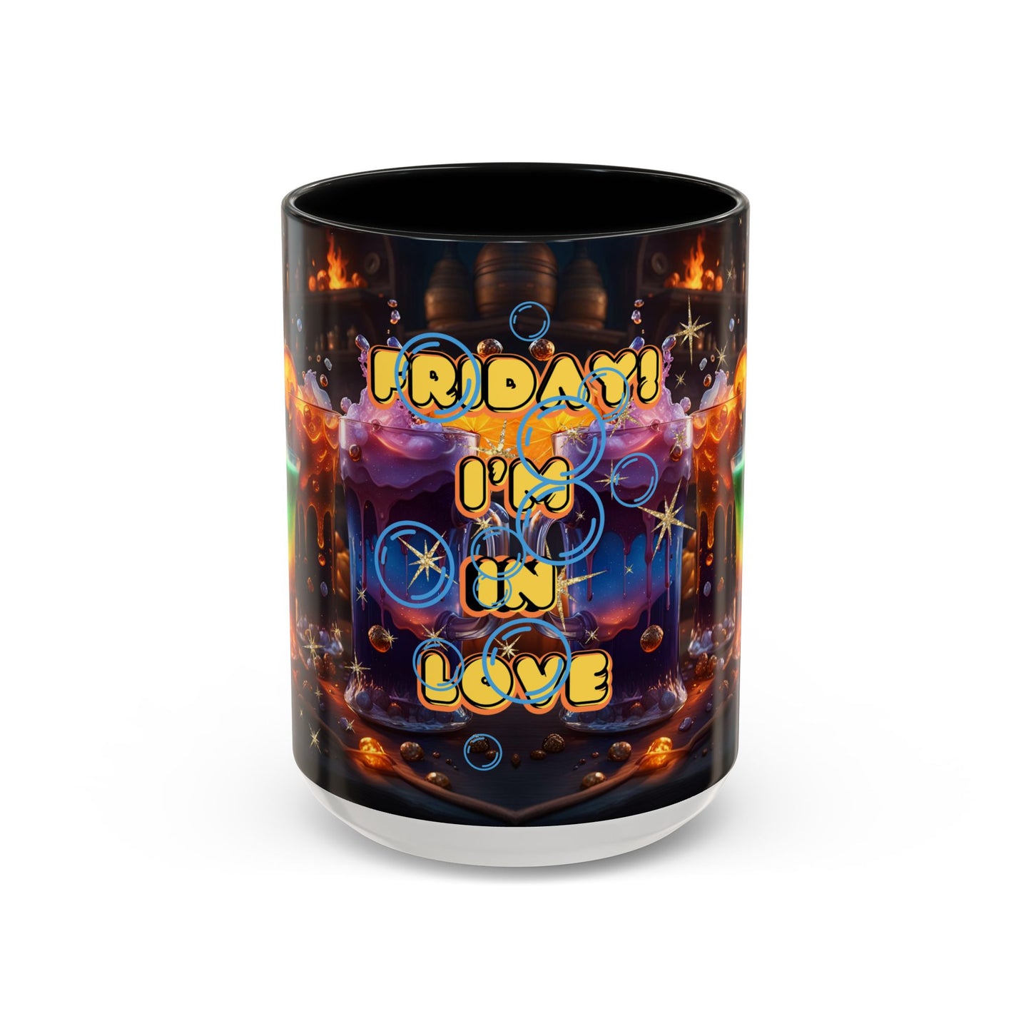 Two Tone Accent Friday Vibes Mugs | Colorful and Fun Coffee Cups