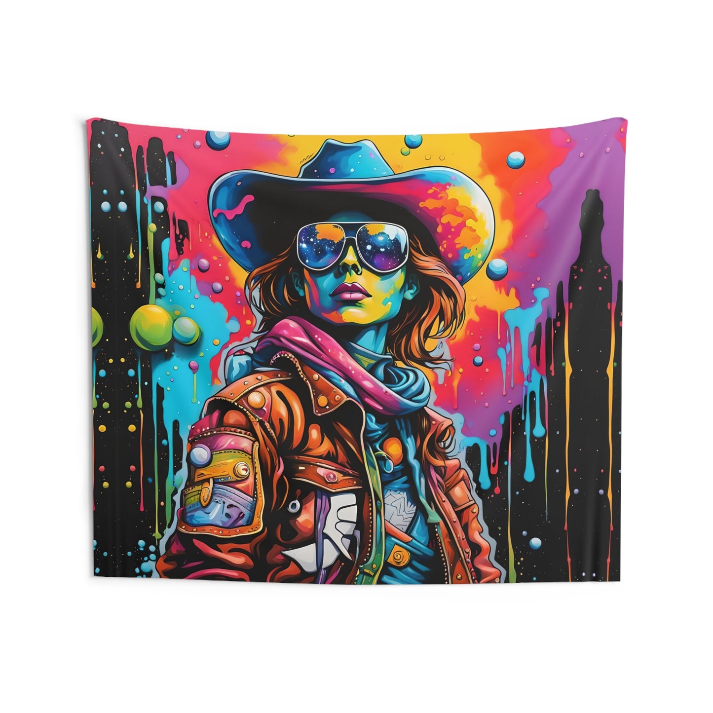 Space Cowgirl Wall Tapestry – Psychedelic Cosmic Western Room Decor