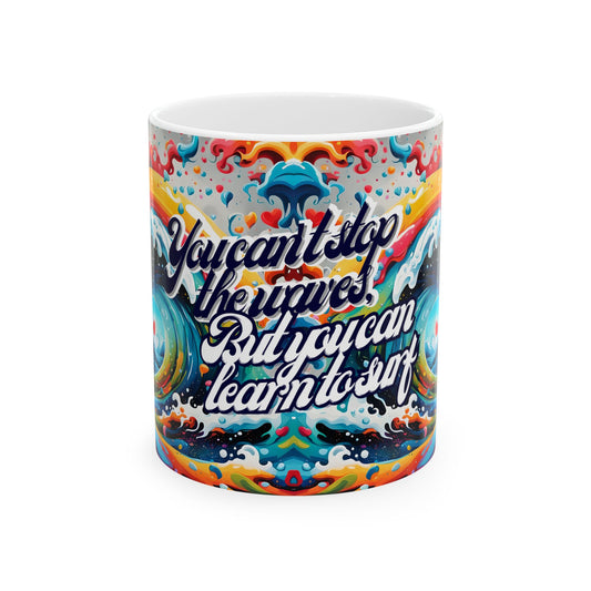 Psychedelic Wave Ceramic Coffee Mug: Boho Ocean Lover Gift