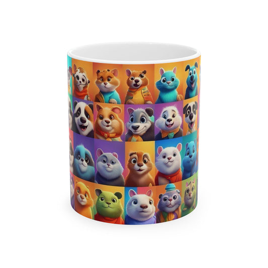 Vibrant NFT Animal Collage Coffee Mug | Cute and Colorful Animal Characters | Perfect Gift for Animal Lovers