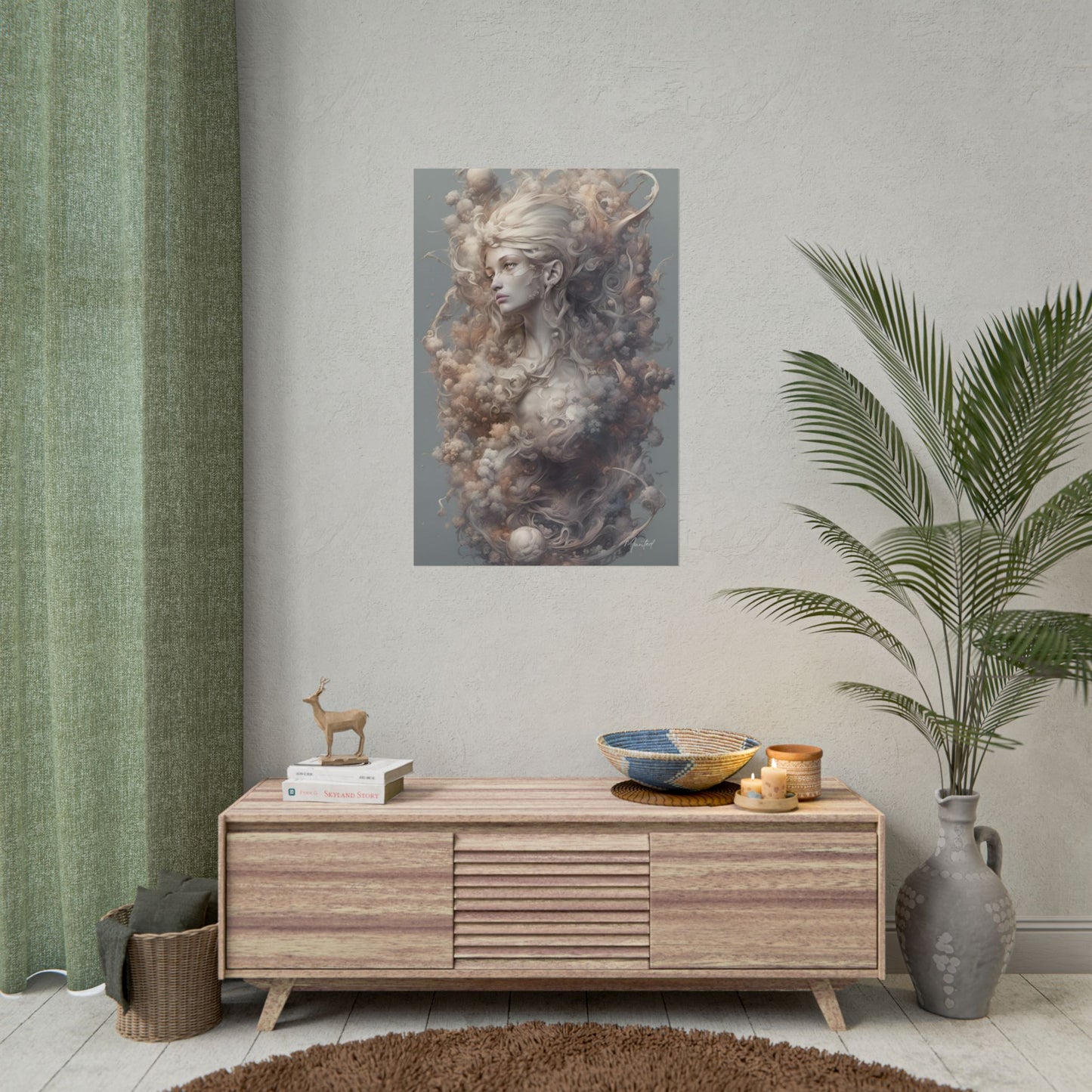 Goddess in Clouds Art Print – Ethereal Surreal Fantasy Wall Poster
