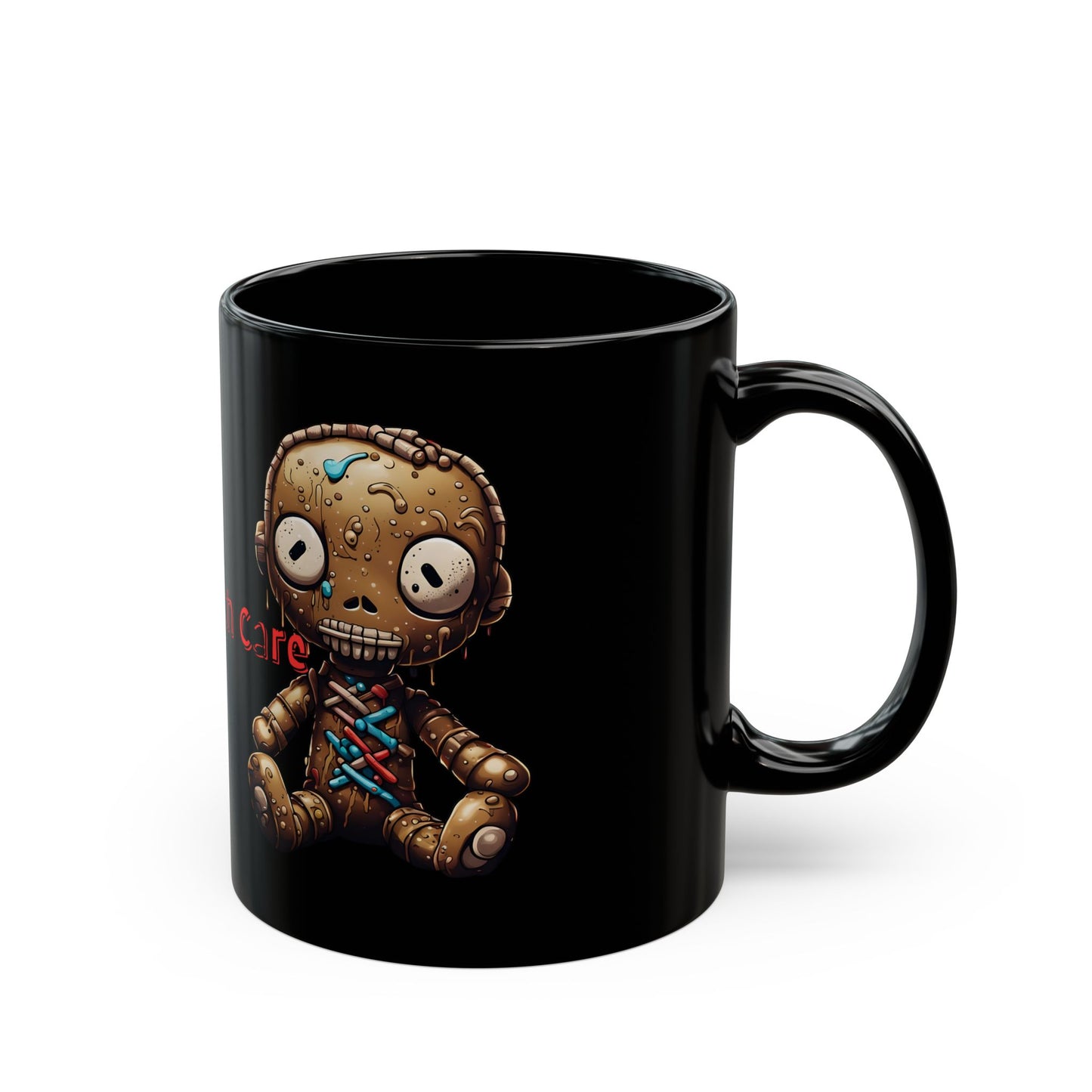 Voodoo Doll Ceramic Mug - Handle With Care | Unique Spooky Coffee Cup Gift for Art Lovers & Halloween Decor