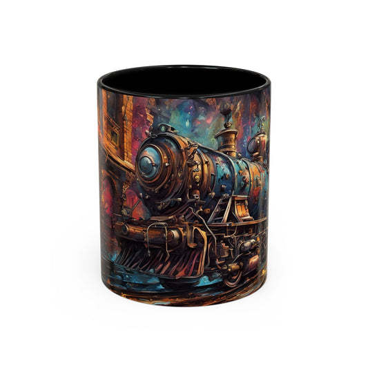 Steampunk Train Coffee Mug | Ceramic Railway Accent MUG | Train Lover Gift | Railway Accent Design | Coffee Cup Gift | Retro Style MUG