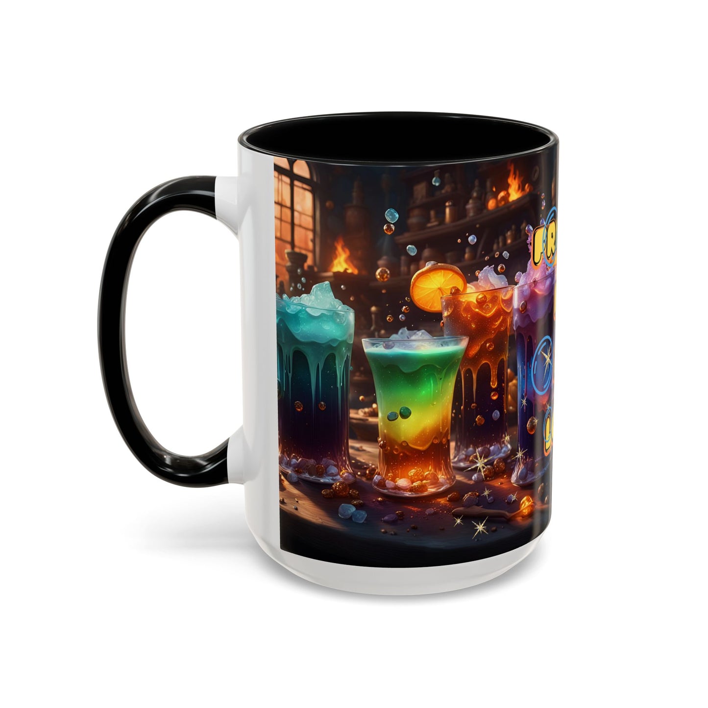 Two Tone Accent Friday Vibes Mugs | Colorful and Fun Coffee Cups